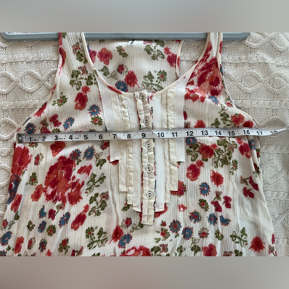 Free People Floral Sleeveless Hi-Low Blouse Summer Women’s Size Medium - Picture 8 of 15